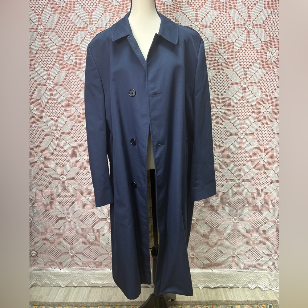 Aquascutum London Vintage Raincoat Navy Aqua 5 Waterproof Trench Coat - Picture 2 of 12